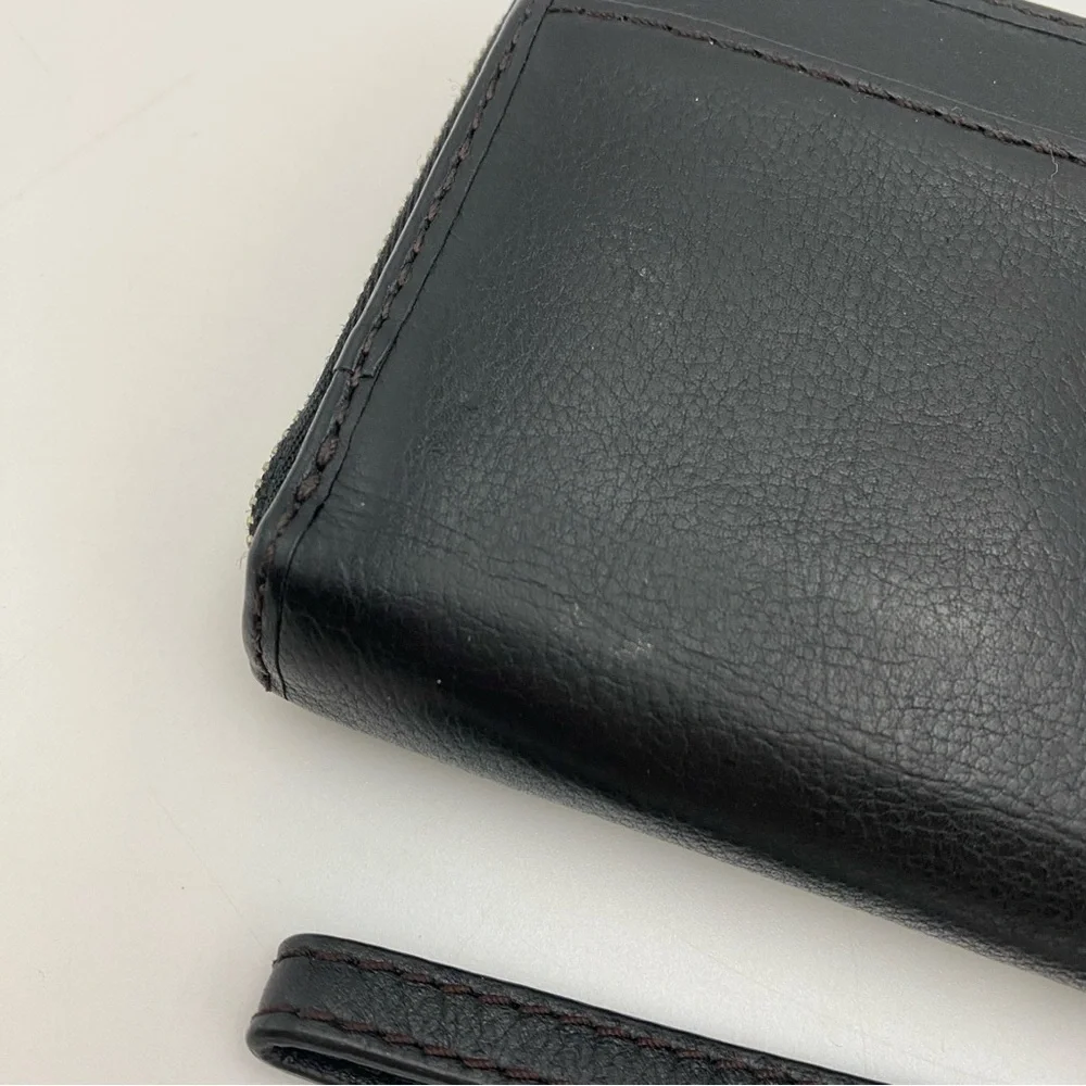 FOSSIL Black Cowhide Leather Clutch Wallet Keyhole Zip Around 8"x4.25" - Picture 8 of 9